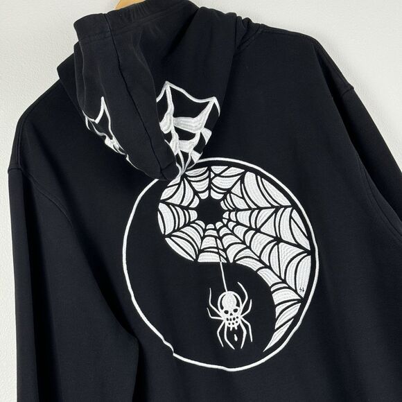Lurking Class Pullover Hoodie Mens XXL Black Skull Spider Ying Yang Embroidered - Picture 7 of 7